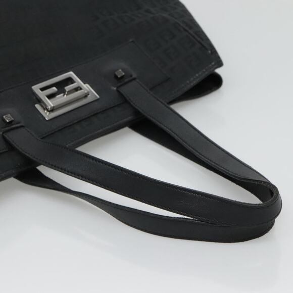 FENDI Zucchino Canvas Tote Bag Black Silver - Picture 7 of 12